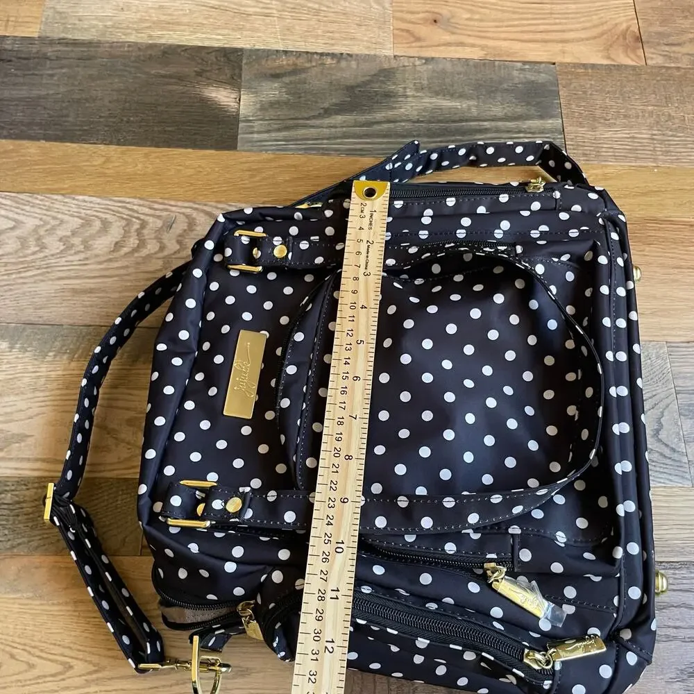 JuJuBe BFF Convertible Diaper Bag The Duchess Black White Polka Dot